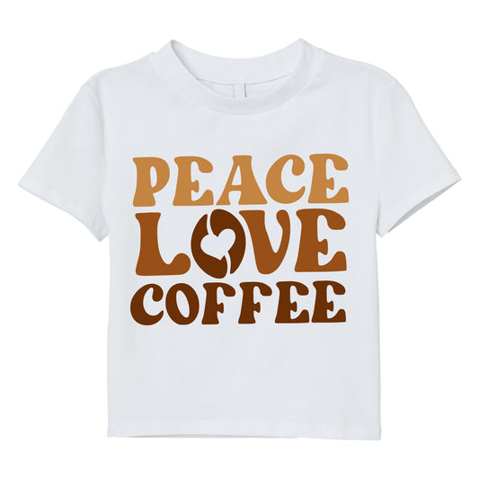 Peace Love Coffee Retro T-Shirt – 100% Cotton, Vintage Aesthetic, Coffee Lover Gift