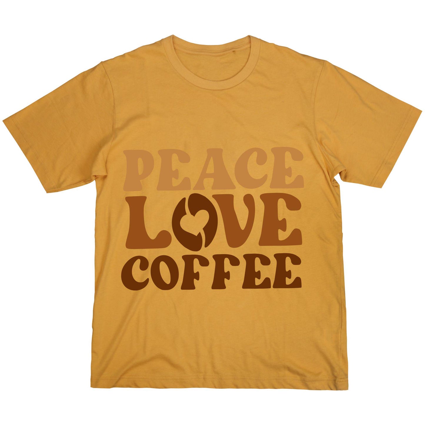 Peace Love Coffee Retro T-Shirt – 100% Cotton, Vintage Aesthetic, Coffee Lover Gift