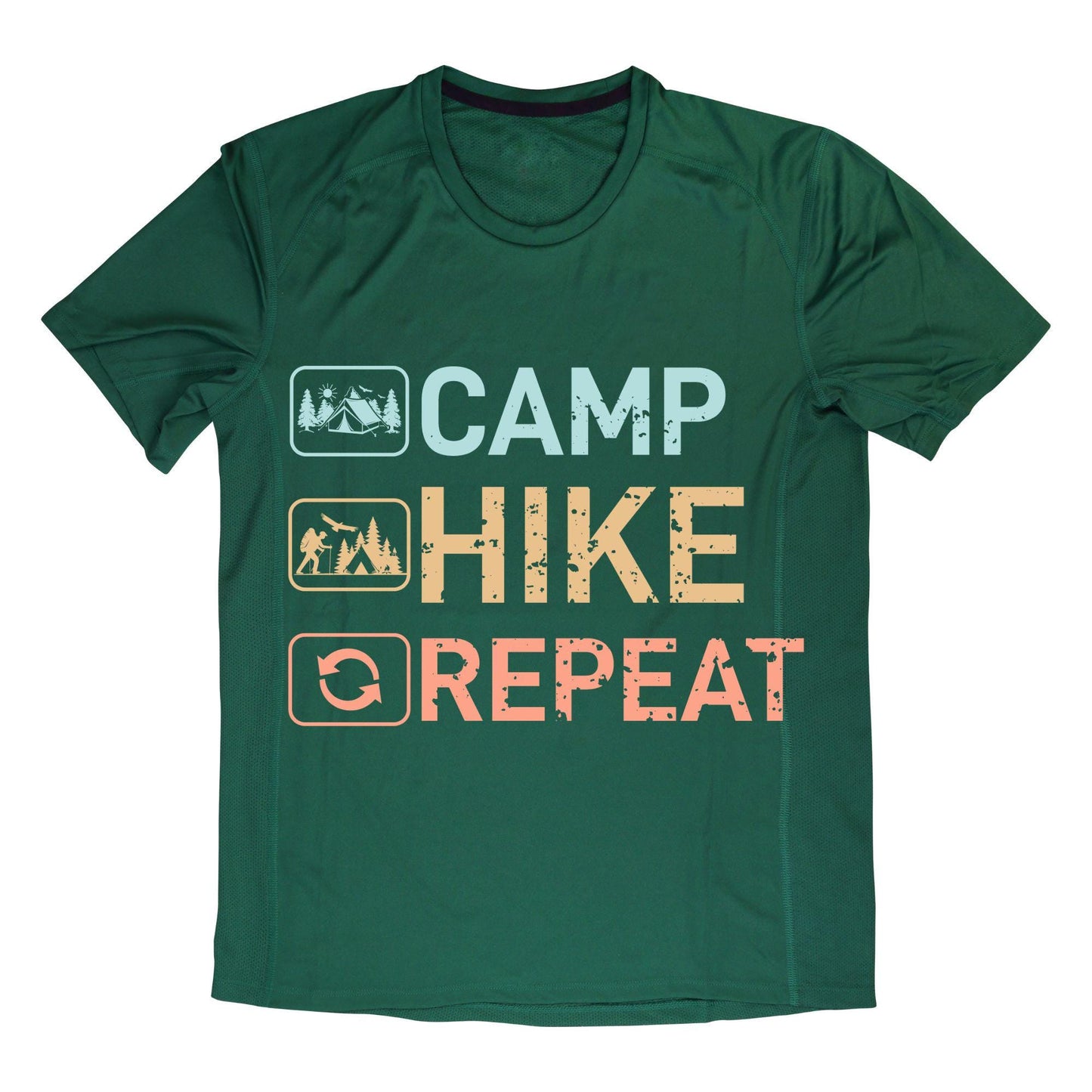 Camp Hike Repeat T-Shirt – Hiking Camping Tee, Outdoor Adventure Shirt, 100% Cotton Unisex Fit