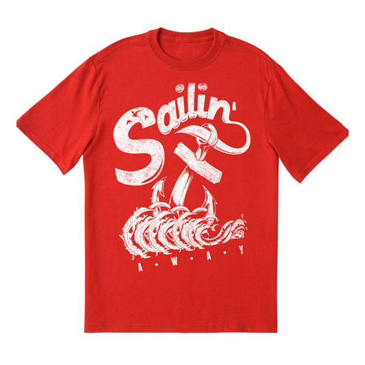 Sailin’ Away Nautical T-Shirt – Vintage Anchor & Waves Tee, 100% Cotton Ocean Lover Gift