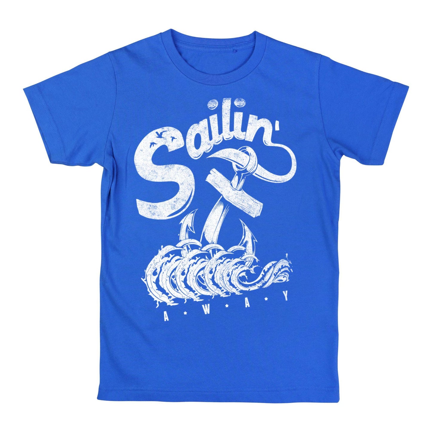 Sailin’ Away Nautical T-Shirt – Vintage Anchor & Waves Tee, 100% Cotton Ocean Lover Gift