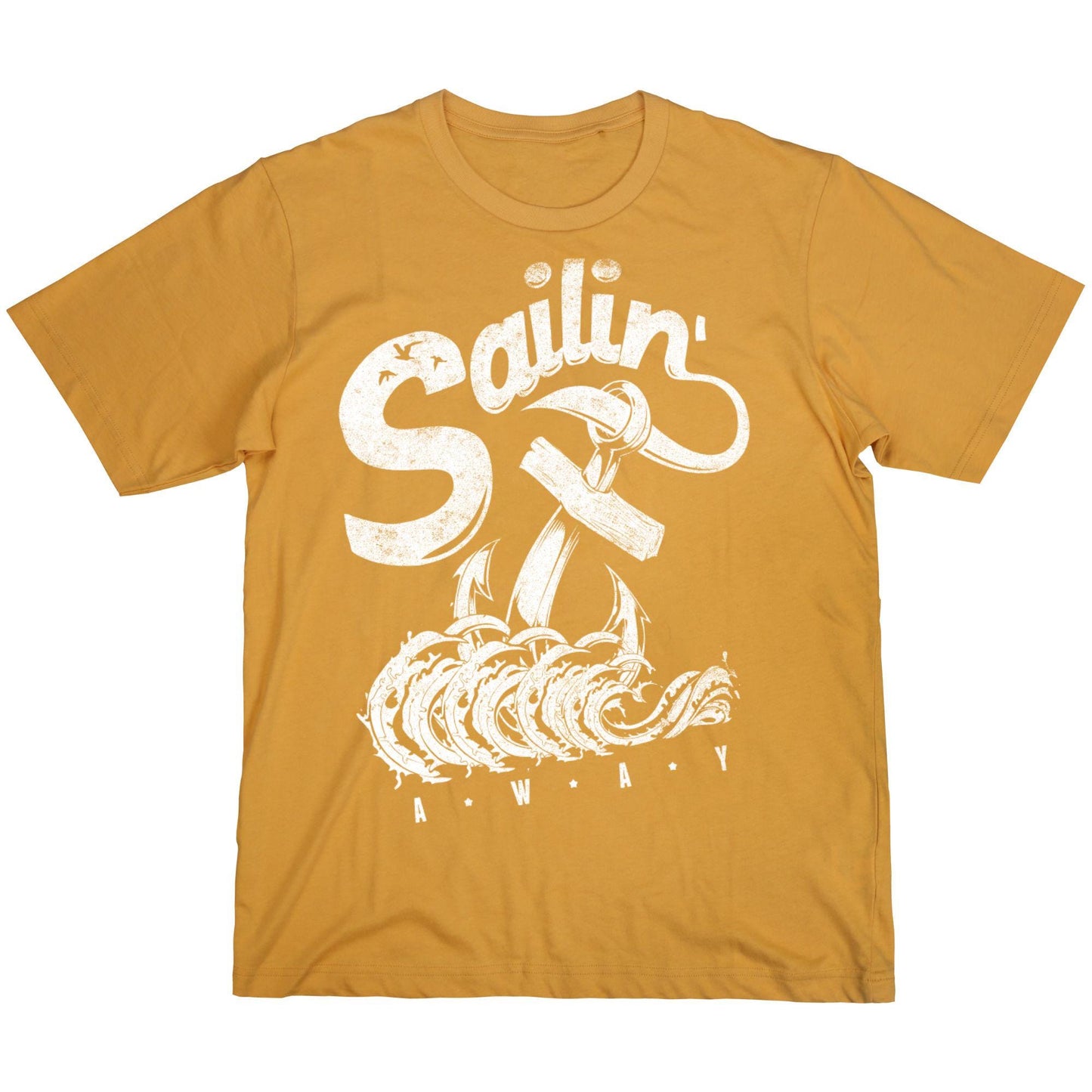 Sailin’ Away Nautical T-Shirt – Vintage Anchor & Waves Tee, 100% Cotton Ocean Lover Gift