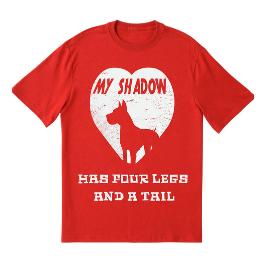 My Shadow Has Four Legs T-Shirt – Dog Lover Pet Owner Shirt, Heart Silhouette Graphic Tee, DTF Printed on 100% Cotton