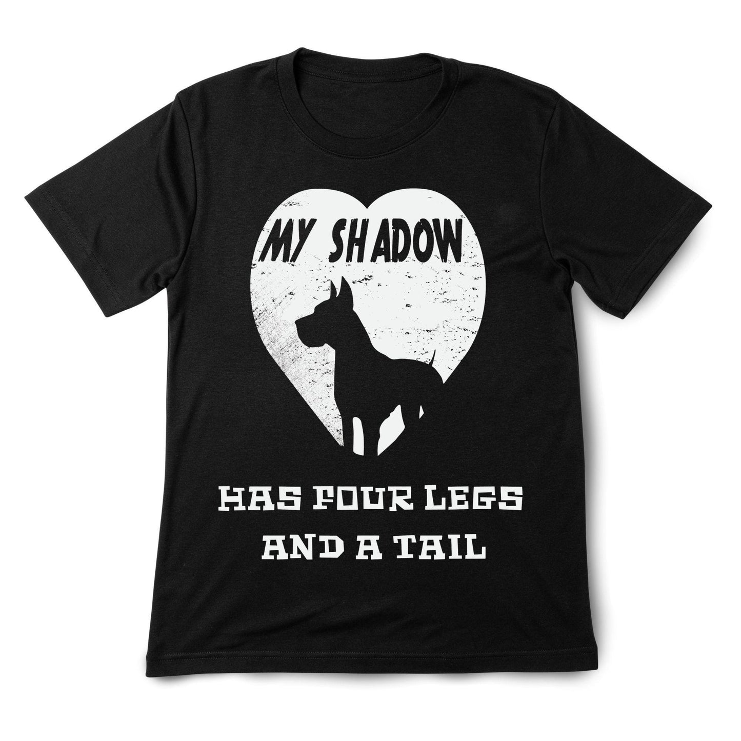 My Shadow Has Four Legs T-Shirt – Dog Lover Pet Owner Shirt, Heart Silhouette Graphic Tee, DTF Printed on 100% Cotton
