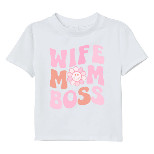 Wife Mom Boss T-Shirt – Cute Retro Mom Life Tee, 100% Cotton Gift for Moms & Wives