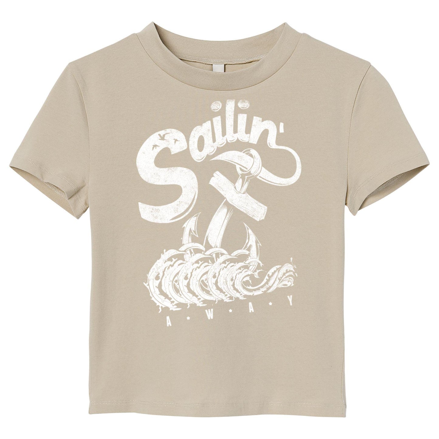 Sailin’ Away Nautical T-Shirt – Vintage Anchor & Waves Tee, 100% Cotton Ocean Lover Gift