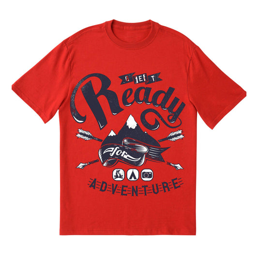 Adventure Hiking T-Shirt – Get Ready for Adventure Tee, Camping & Outdoor Shirt, DTF Print on 100% Cotton
