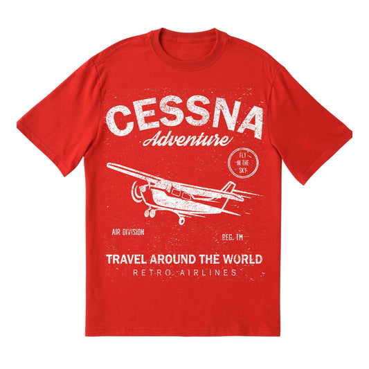 Cessna Adventure Shirt – Retro Pilot Airplane Tee, Gift for Aviators & Flight Enthusiasts, Travel Around the World Graphic Shirt