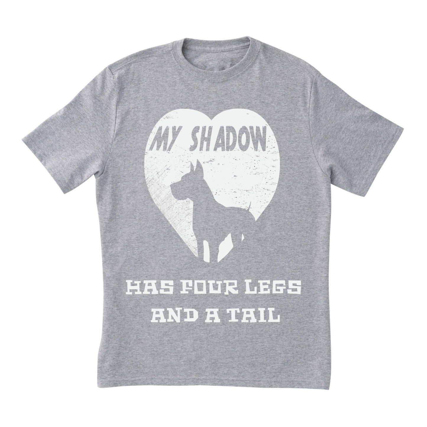 My Shadow Has Four Legs T-Shirt – Dog Lover Pet Owner Shirt, Heart Silhouette Graphic Tee, DTF Printed on 100% Cotton