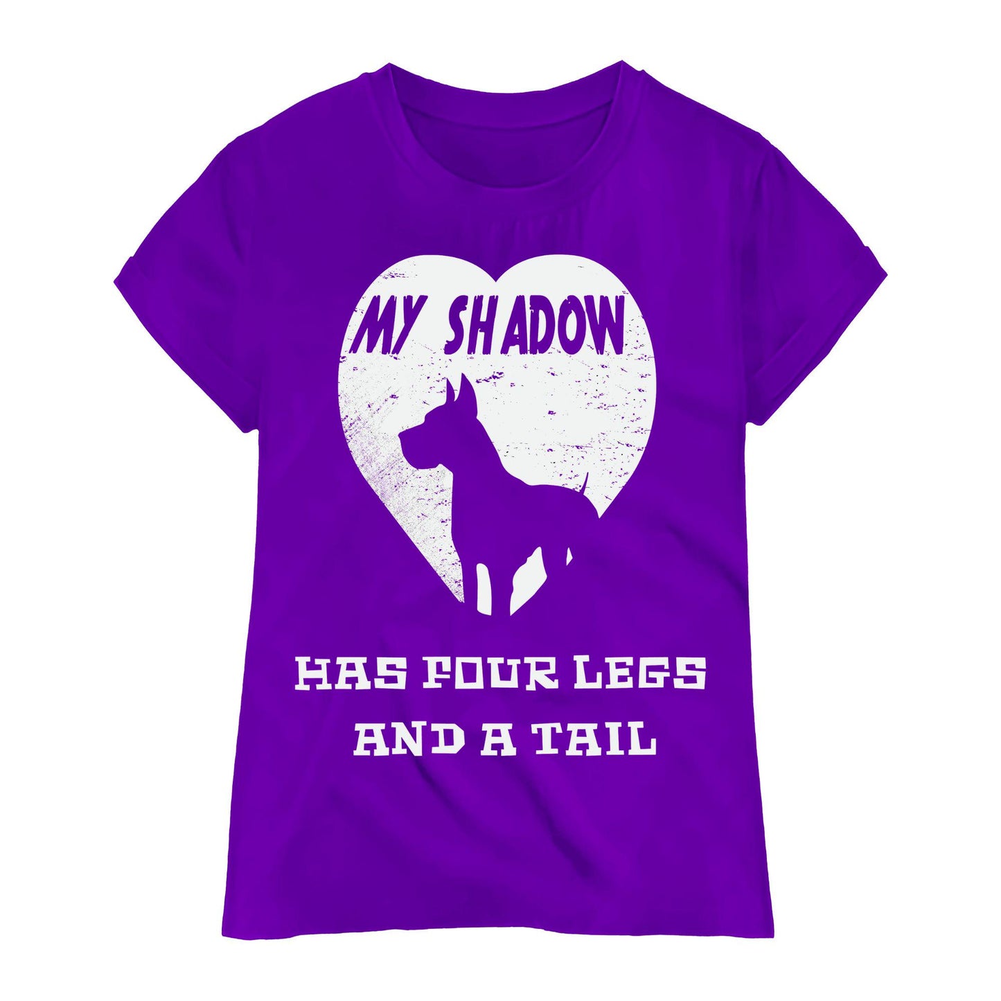My Shadow Has Four Legs T-Shirt – Dog Lover Pet Owner Shirt, Heart Silhouette Graphic Tee, DTF Printed on 100% Cotton