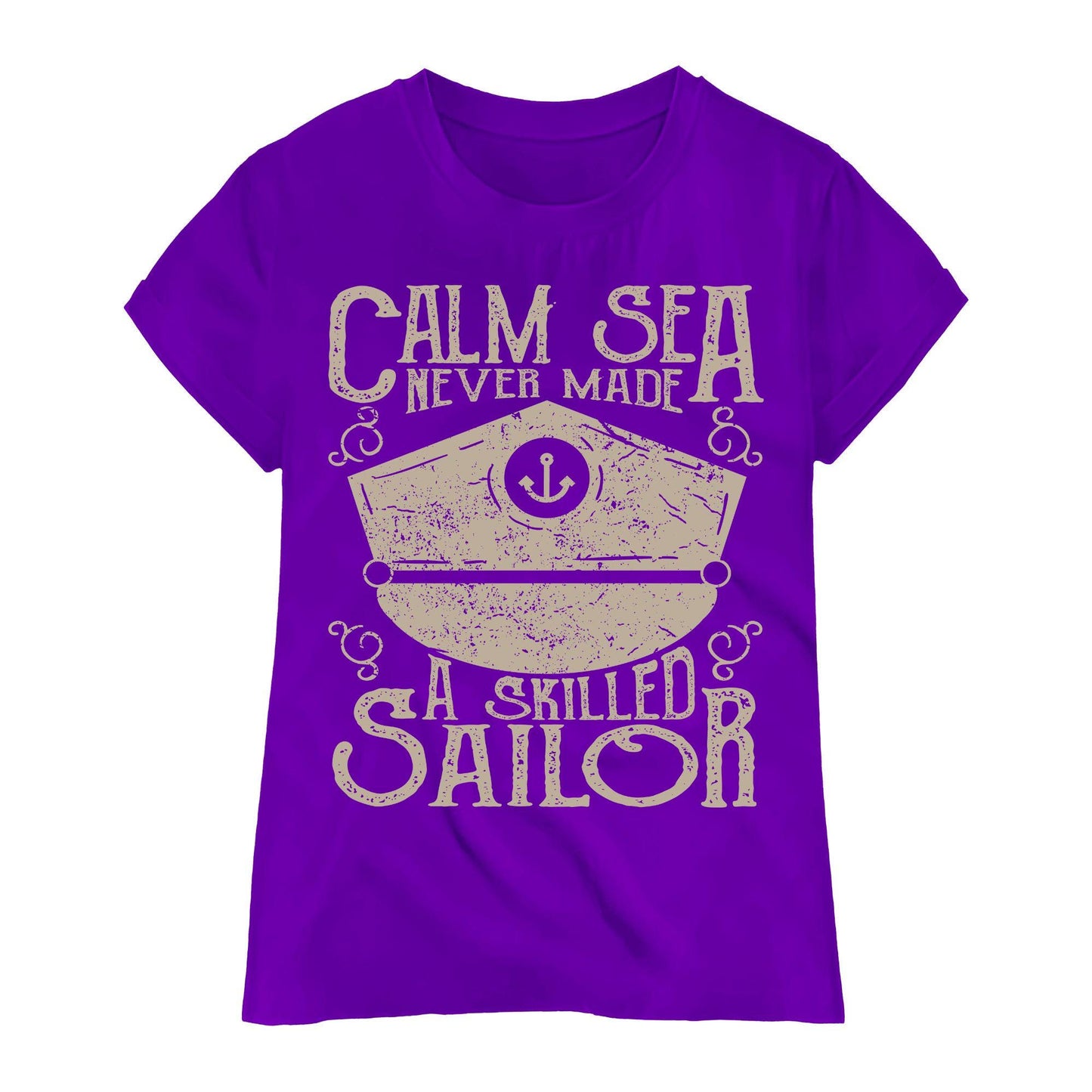 Calm Sea Never Made a Skilled Sailor T-Shirt – Nautical Quote Shirt, Captain Hat Graphic Tee, Sailing & Boating Gift