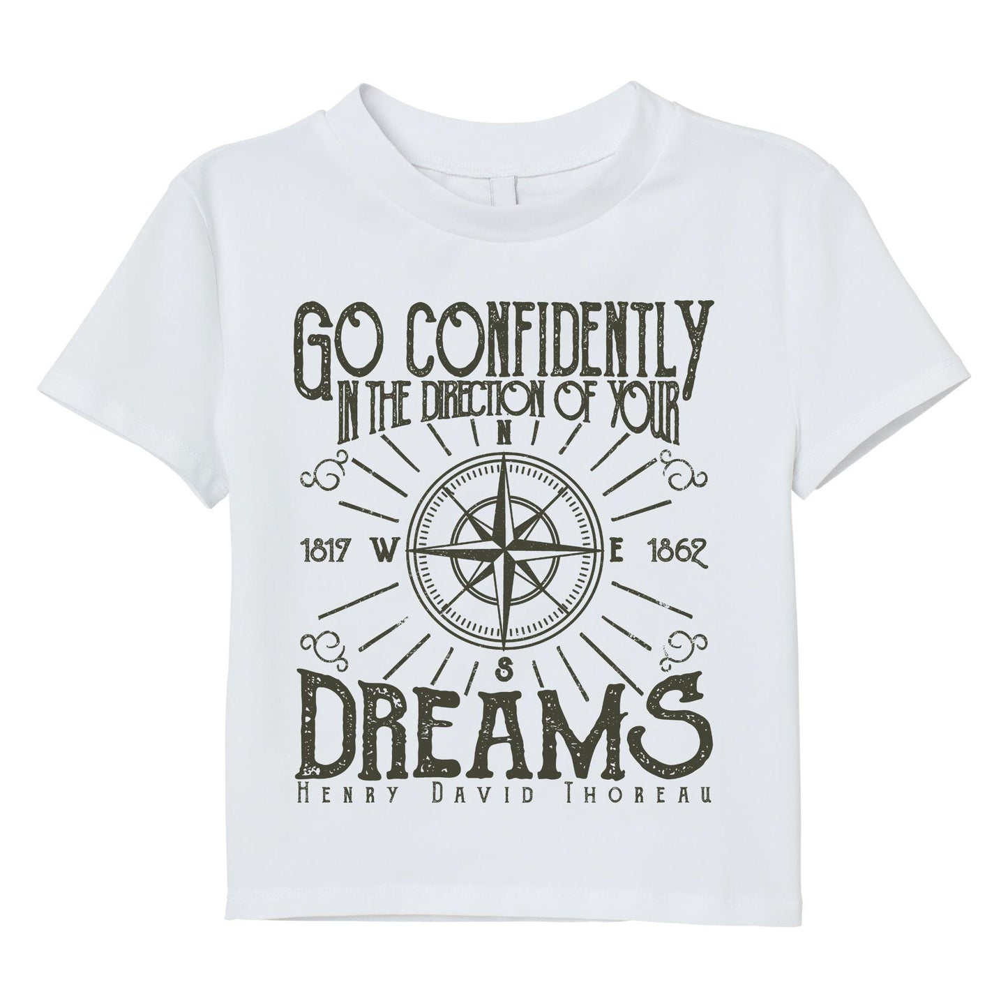 Go Confidently Compass Quote T-Shirt – Inspirational Henry David Thoreau Graphic Tee