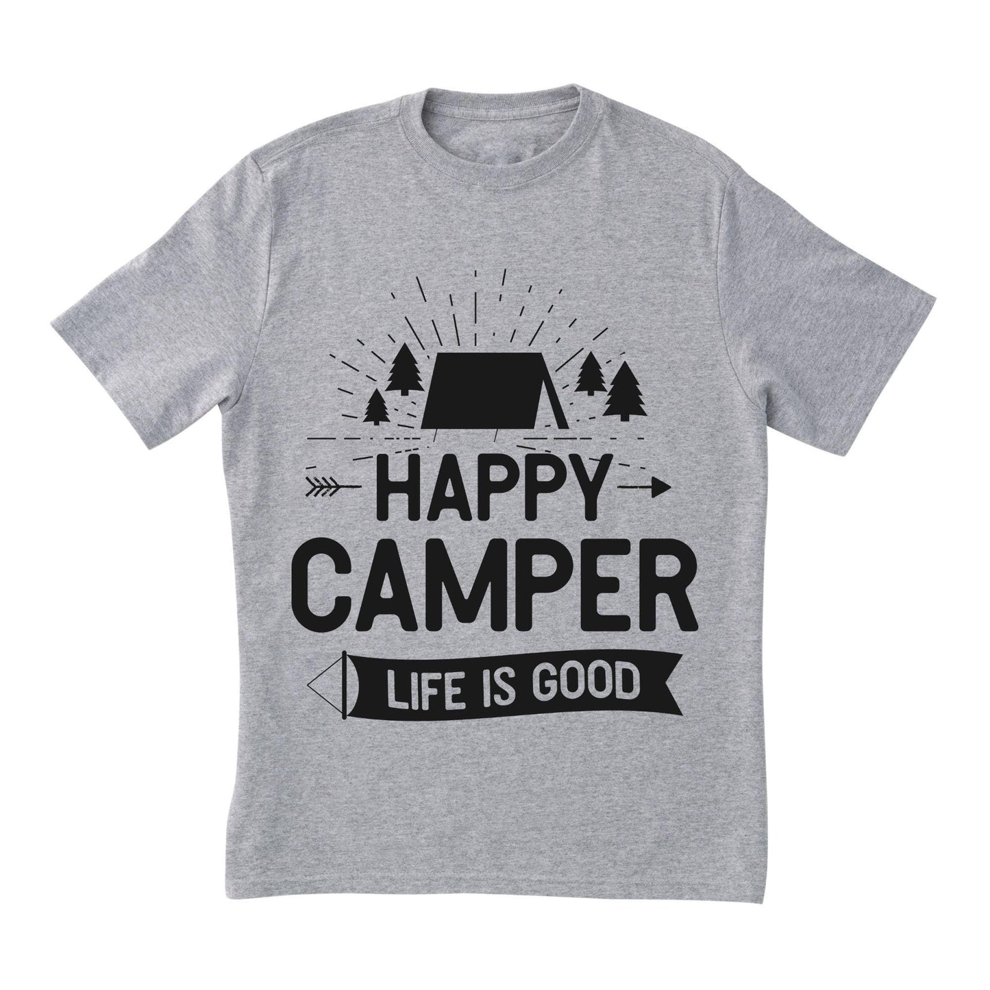 Happy Camper T-Shirt – Life is Good Camping Tee, Outdoor Adventure Shirt, Camper Gift
