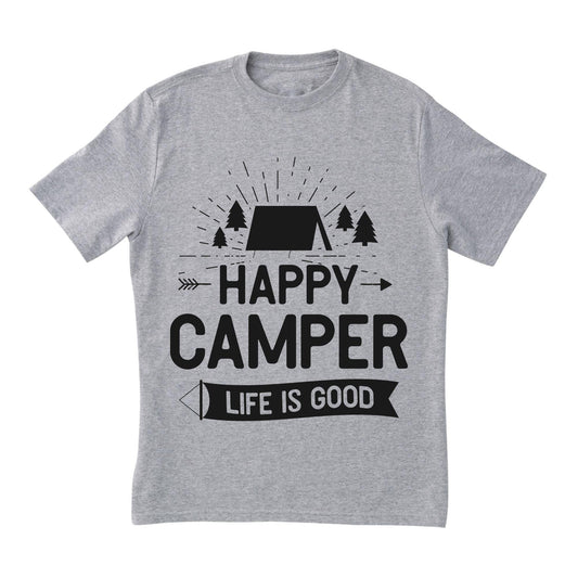 Happy Camper T-Shirt – Life is Good Camping Tee, Outdoor Adventure Shirt, Camper Gift