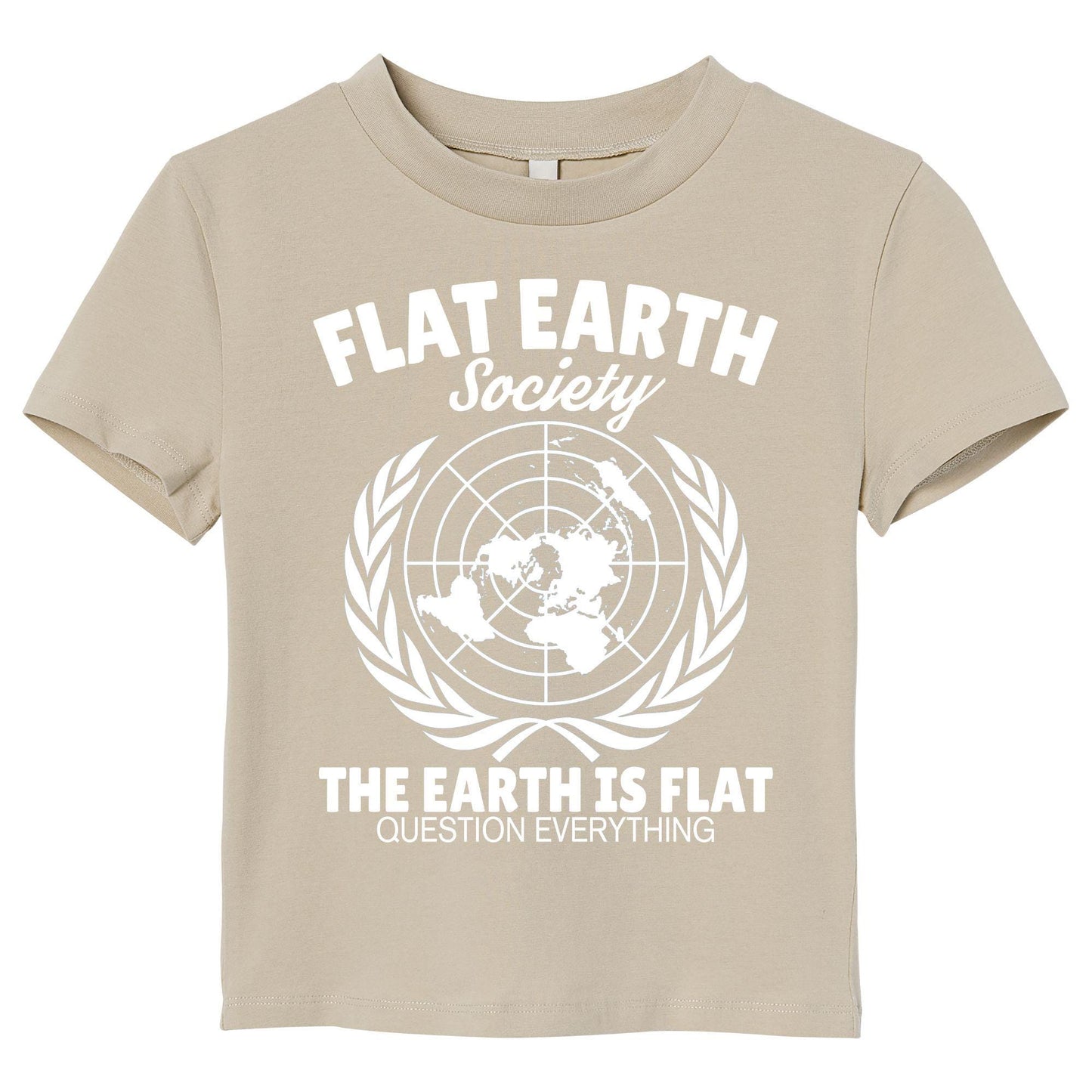 Flat Earth Society T-Shirt – Question Everything Graphic Tee, Funny Conspiracy Theory Shirt, Flat Earth Map Design