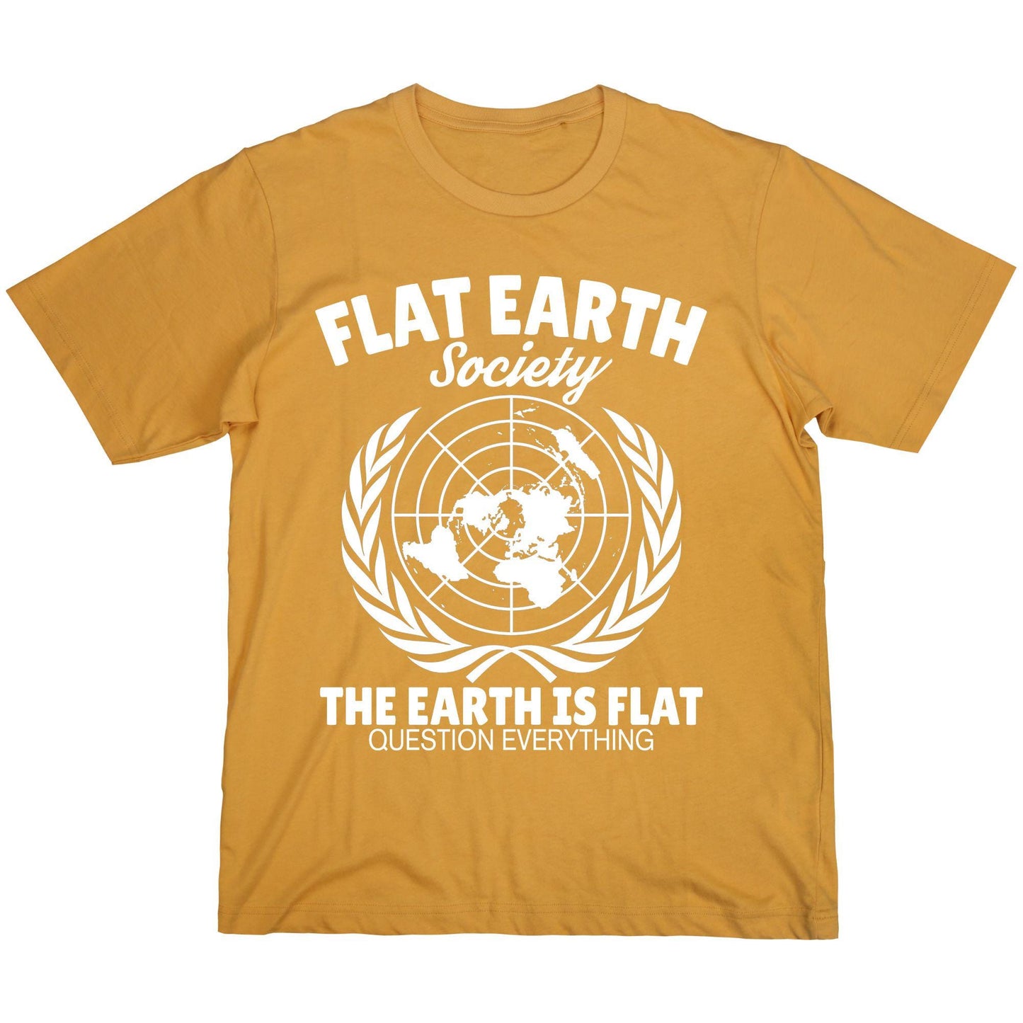 Flat Earth Society T-Shirt – Question Everything Graphic Tee, Funny Conspiracy Theory Shirt, Flat Earth Map Design