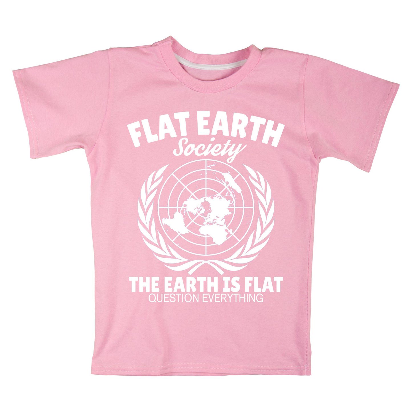 Flat Earth Society T-Shirt – Question Everything Graphic Tee, Funny Conspiracy Theory Shirt, Flat Earth Map Design