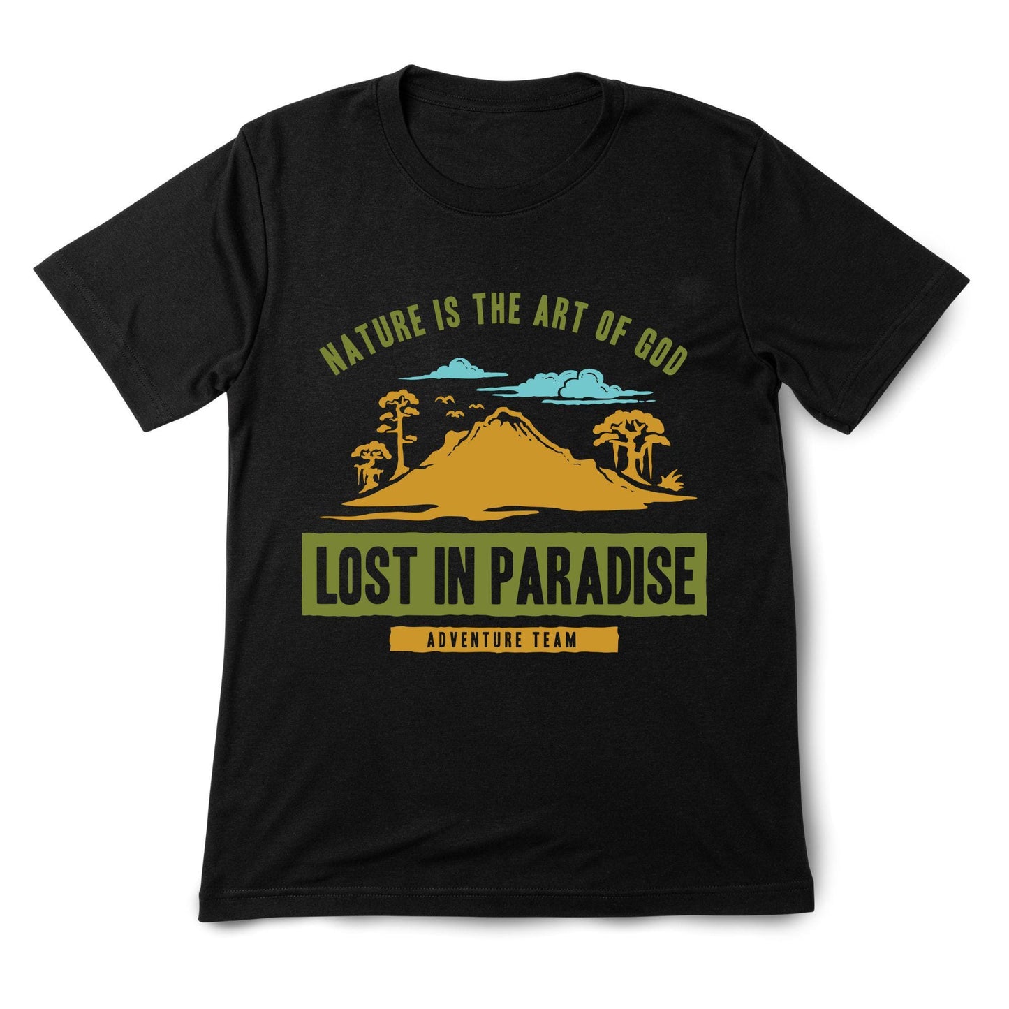 Lost in Paradise Nature Adventure Graphic T-Shirt – Outdoor Hiking, Camping & Travel Tee