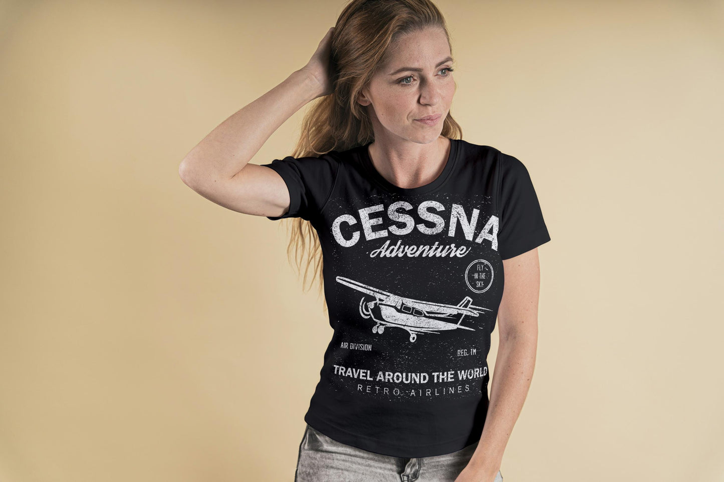 Cessna Adventure Shirt – Retro Pilot Airplane Tee, Gift for Aviators & Flight Enthusiasts, Travel Around the World Graphic Shirt