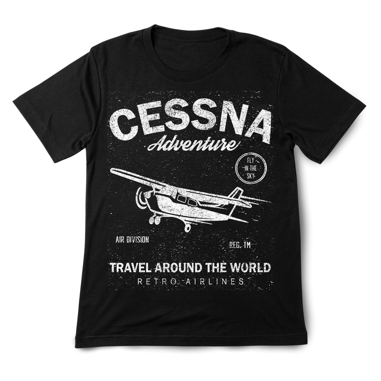 Cessna Adventure Shirt – Retro Pilot Airplane Tee, Gift for Aviators & Flight Enthusiasts, Travel Around the World Graphic Shirt