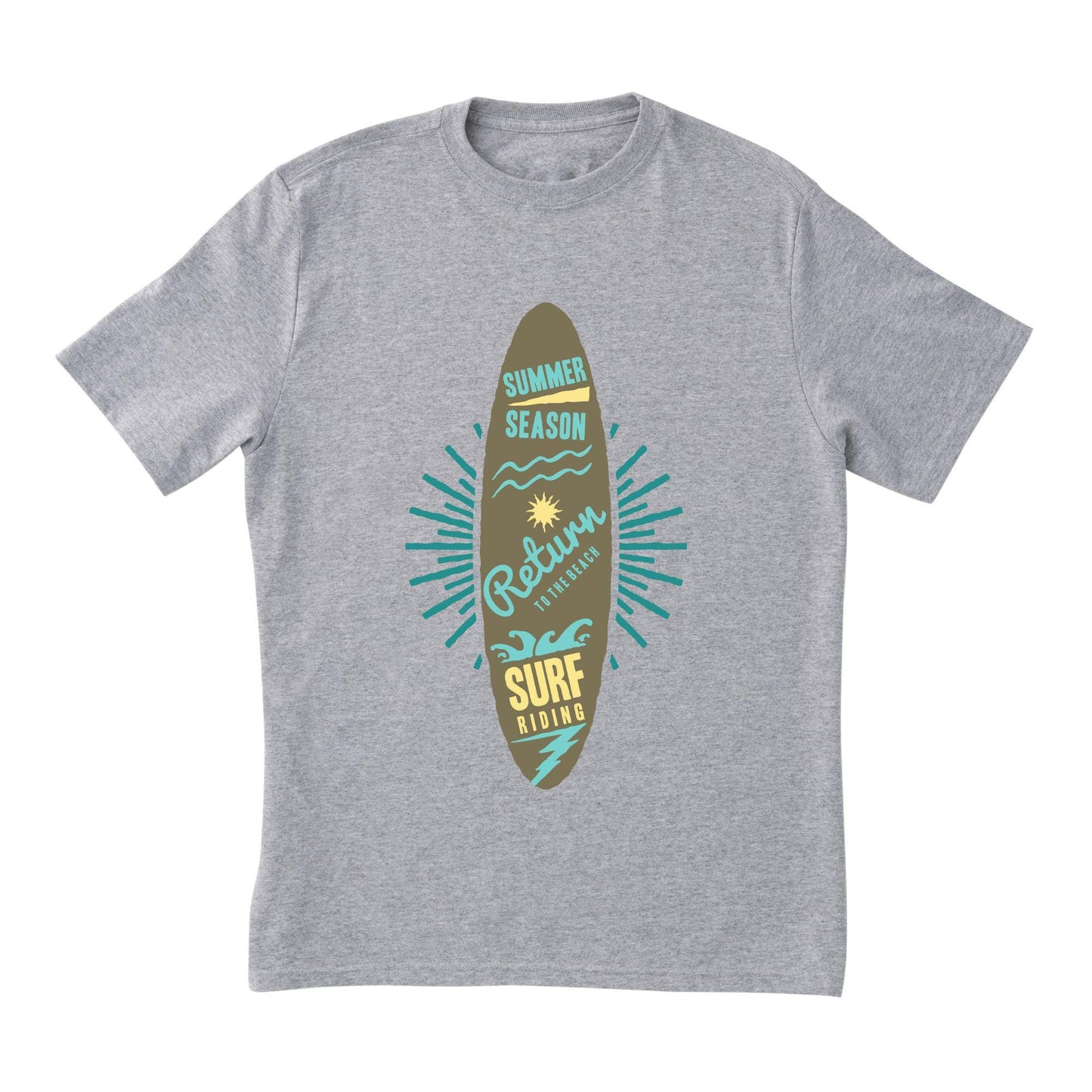 Surf Adventure T-Shirt – Summer Beach Tee with Surfboard Graphic & Ocean Vibes