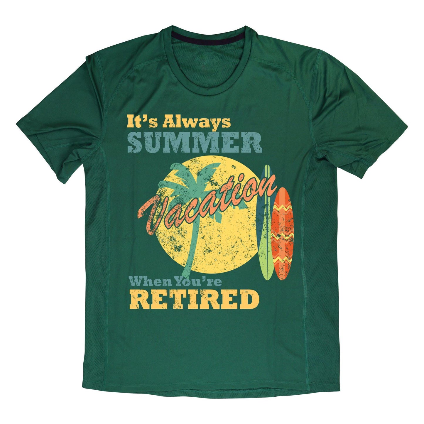 It’s Always Summer Vacation When You’re Retired T-Shirt | Funny Retirement Gift | Tropical Beach Holiday Tee for Retirees