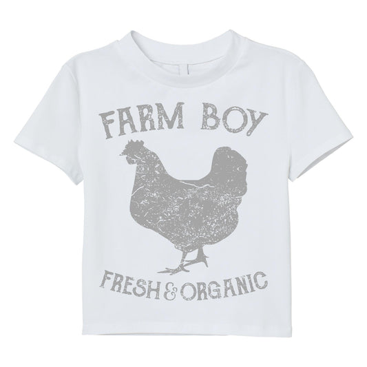 Farm Boy T-Shirt – Fresh & Organic Chicken Graphic Tee, Country Life Shirt, Rustic Farm Top for Men Women