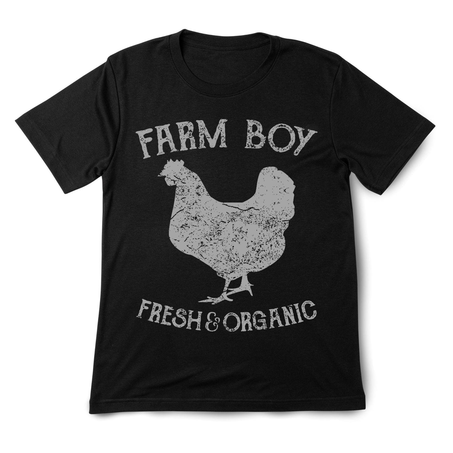 Farm Boy T-Shirt – Fresh & Organic Chicken Graphic Tee, Country Life Shirt, Rustic Farm Top for Men Women