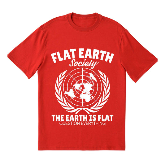 Flat Earth Society T-Shirt – Question Everything Graphic Tee, Funny Conspiracy Theory Shirt, Flat Earth Map Design