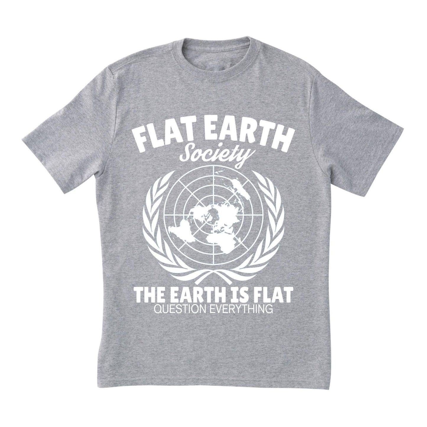 Flat Earth Society T-Shirt – Question Everything Graphic Tee, Funny Conspiracy Theory Shirt, Flat Earth Map Design