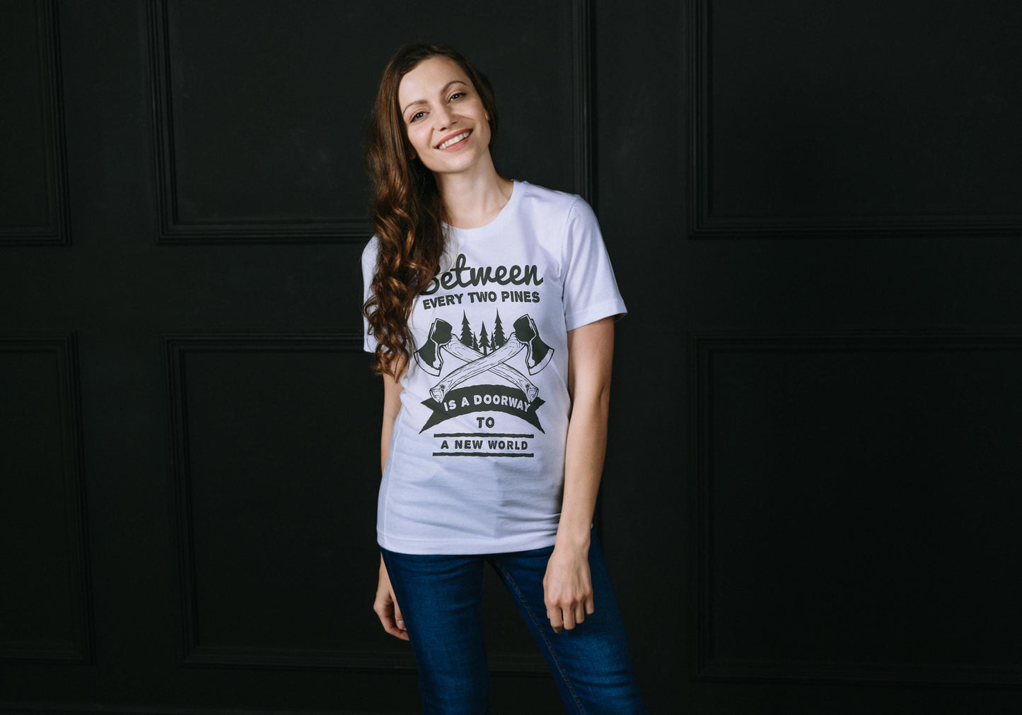Between Two Pines Outdoors Quote Hiking Adventure Shirt