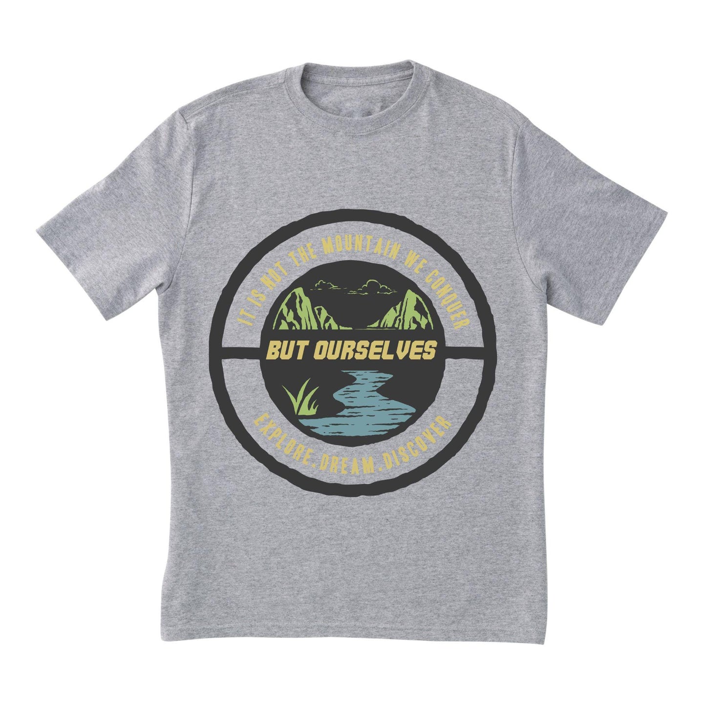 Motivational Mountain Adventure T-Shirt – Explore Dream Discover Graphic Tee