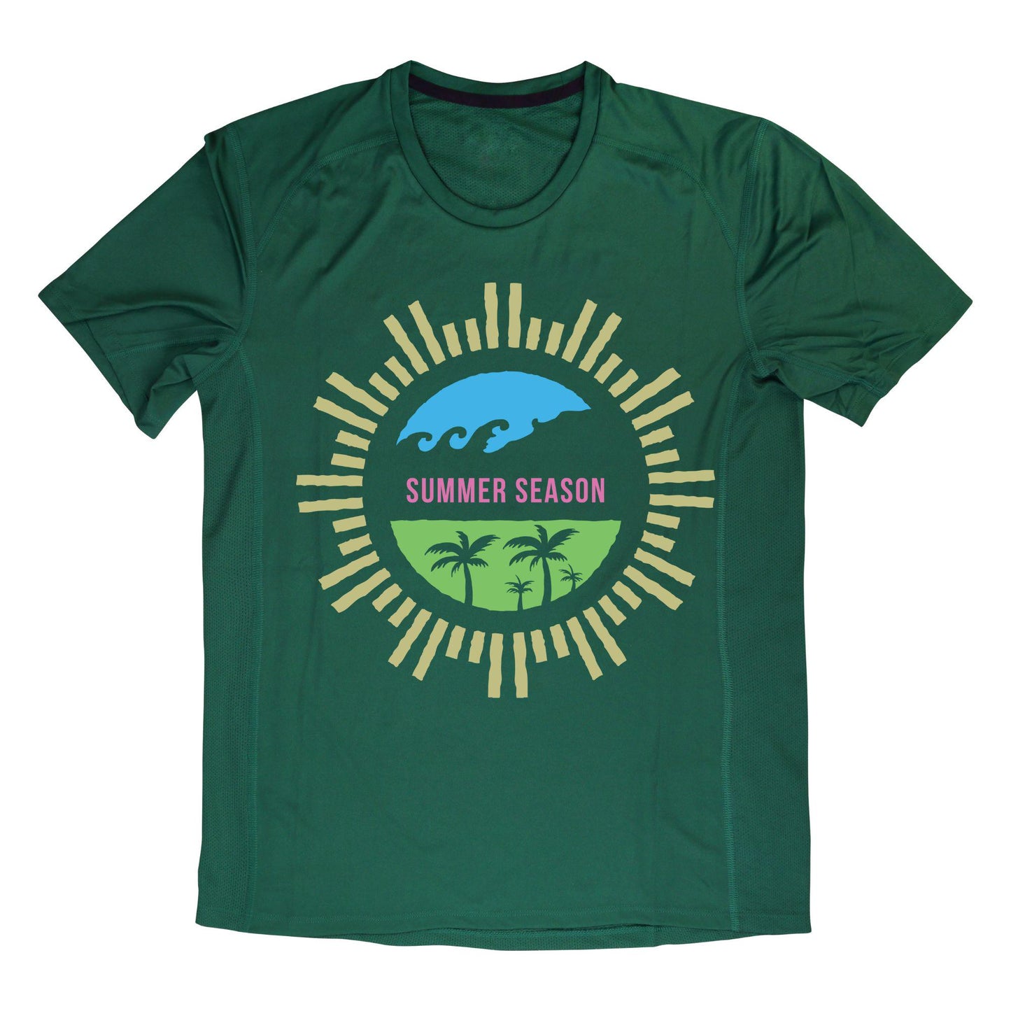 Summer Season Palm Beach T-Shirt – Tropical Paradise Tee with Waves and Sunshine Graphic