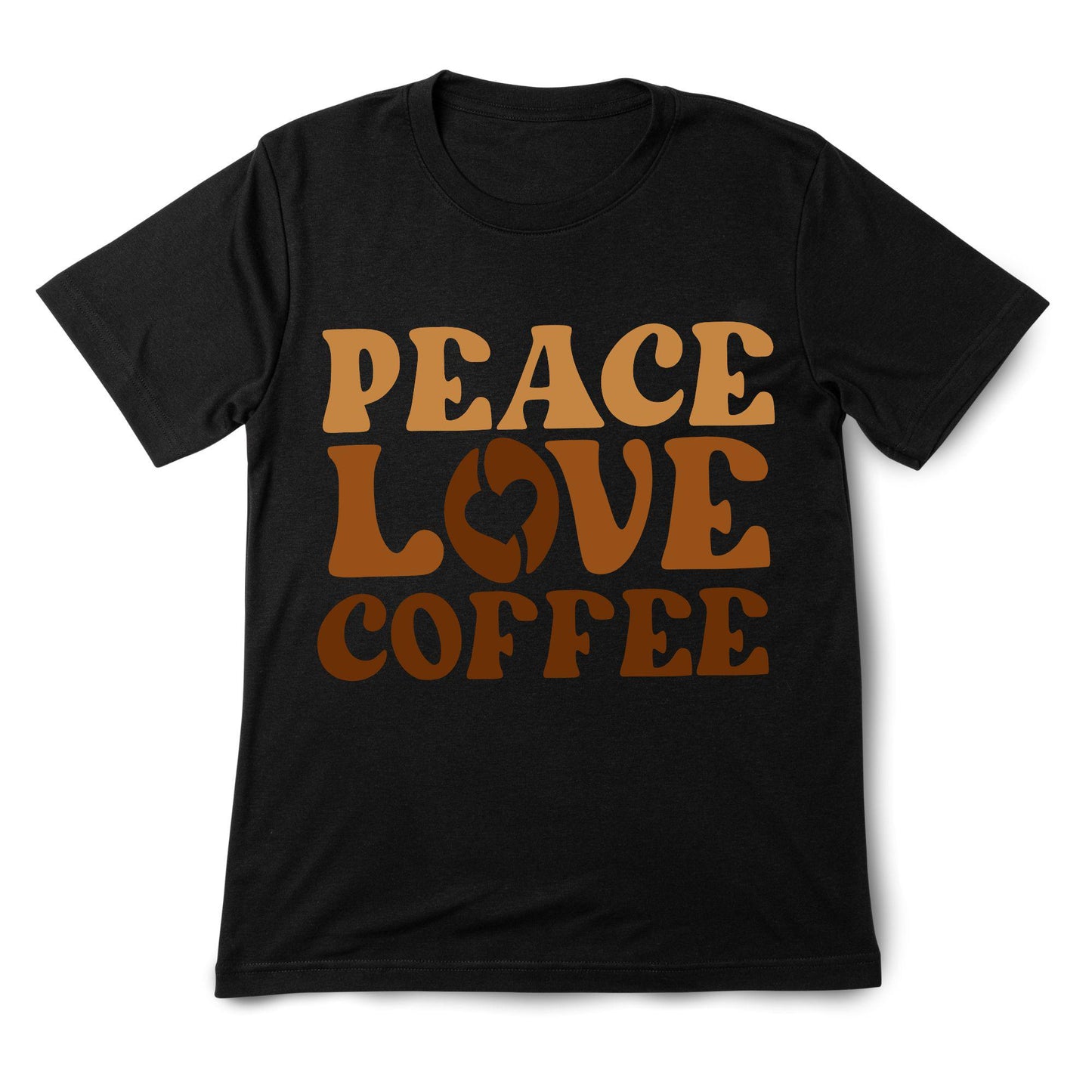 Peace Love Coffee Retro T-Shirt – 100% Cotton, Vintage Aesthetic, Coffee Lover Gift