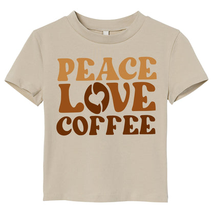 Peace Love Coffee Retro T-Shirt – 100% Cotton, Vintage Aesthetic, Coffee Lover Gift