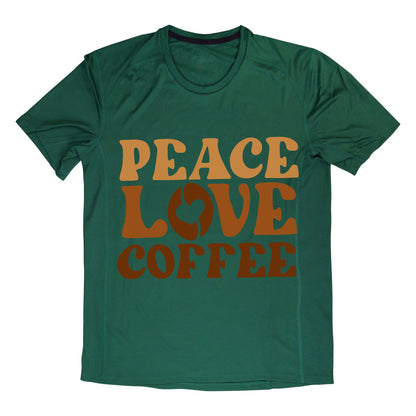 Peace Love Coffee Retro T-Shirt – 100% Cotton, Vintage Aesthetic, Coffee Lover Gift