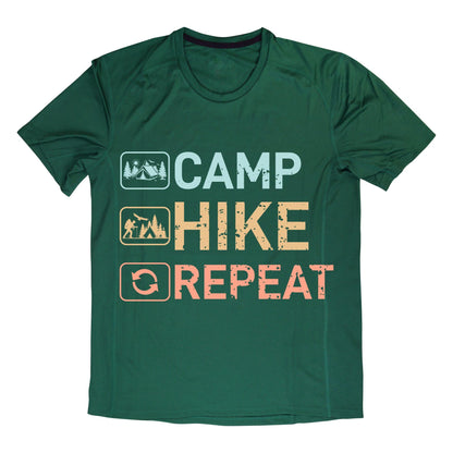 Camp Hike Repeat T-Shirt – Hiking Camping Tee, Outdoor Adventure Shirt, 100% Cotton Unisex Fit