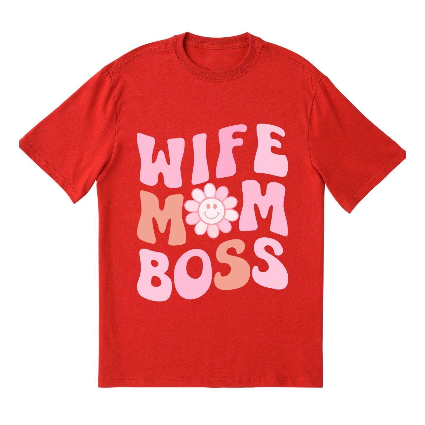 Wife Mom Boss T-Shirt – Cute Retro Mom Life Tee, 100% Cotton Gift for Moms & Wives