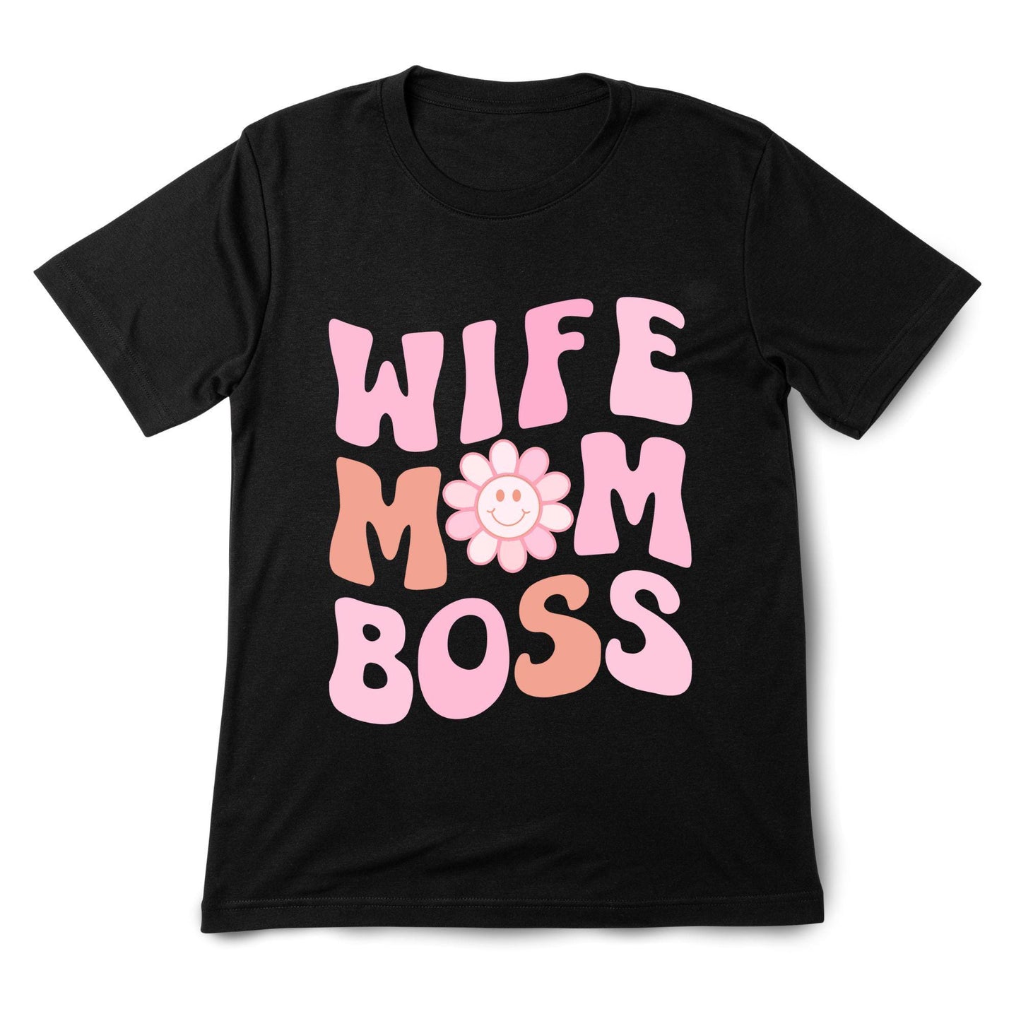 Wife Mom Boss T-Shirt – Cute Retro Mom Life Tee, 100% Cotton Gift for Moms & Wives