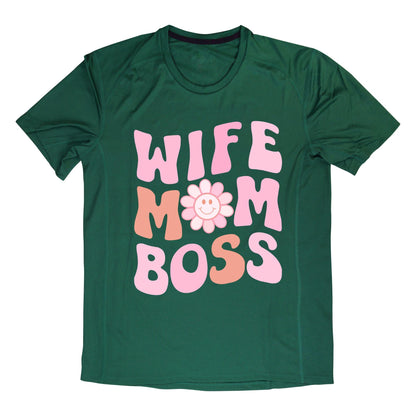 Wife Mom Boss T-Shirt – Cute Retro Mom Life Tee, 100% Cotton Gift for Moms & Wives