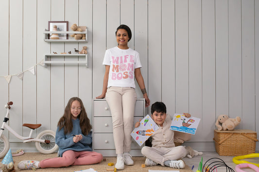 Wife Mom Boss T-Shirt – Cute Retro Mom Life Tee, 100% Cotton Gift for Moms & Wives