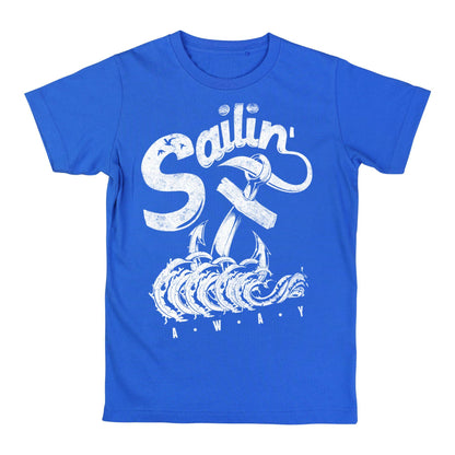 Sailin’ Away Nautical T-Shirt – Vintage Anchor & Waves Tee, 100% Cotton Ocean Lover Gift