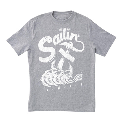 Sailin’ Away Nautical T-Shirt – Vintage Anchor & Waves Tee, 100% Cotton Ocean Lover Gift