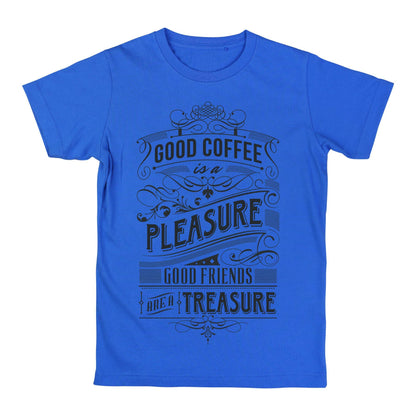 Good Coffee Quote T-Shirt – Friends Are a Treasure Tee, Vintage Typography Shirt, 100% Cotton Gift