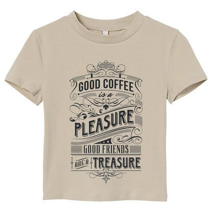 Good Coffee Quote T-Shirt – Friends Are a Treasure Tee, Vintage Typography Shirt, 100% Cotton Gift