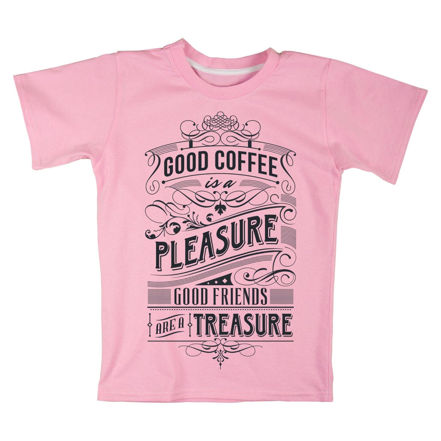 Good Coffee Quote T-Shirt – Friends Are a Treasure Tee, Vintage Typography Shirt, 100% Cotton Gift