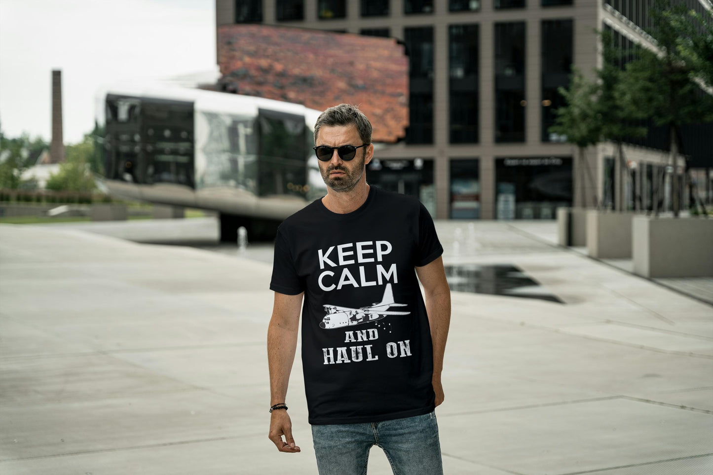 Keep Calm and Haul On T-Shirt – Military Aircraft Inspired Graphic Tee, Funny Aviation Shirt, DTF Print on 100% Cotton