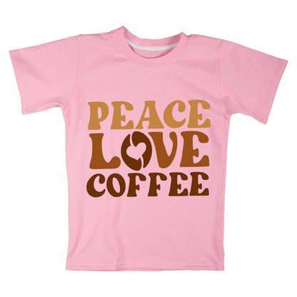 Peace Love Coffee Retro T-Shirt – 100% Cotton, Vintage Aesthetic, Coffee Lover Gift