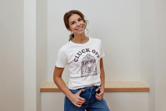 Cluck Off Chicken T-Shirt – Funny Sarcastic Farm Tee, Retro Style, 100% Cotton Shirt for Animal Lovers