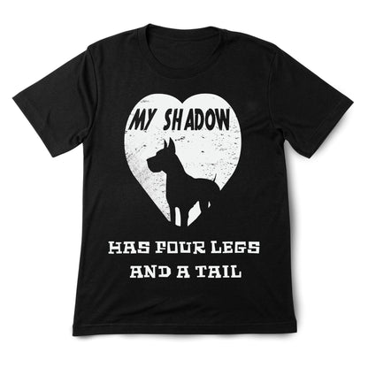 My Shadow Has Four Legs T-Shirt – Dog Lover Pet Owner Shirt, Heart Silhouette Graphic Tee, DTF Printed on 100% Cotton